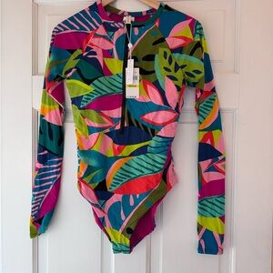 TRINA TURK Swimsuit One Piece Size Medium Rainforest Paddle Suit Beachy NWT$172